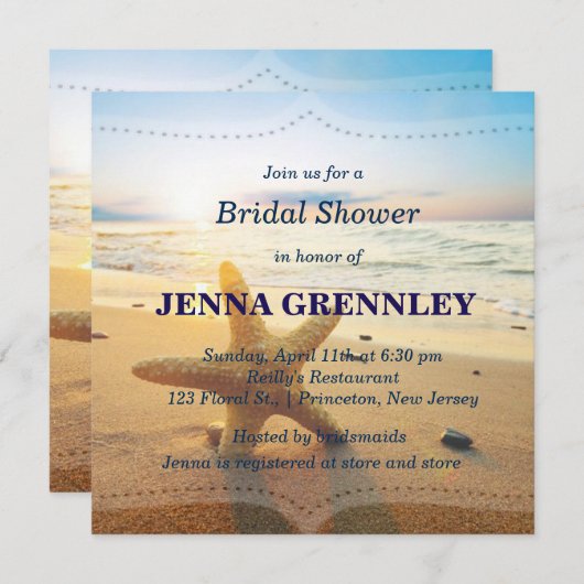 Beach Sunset Romantisches Brautparty Jedes Party Einladung (Vorne/Hinten)