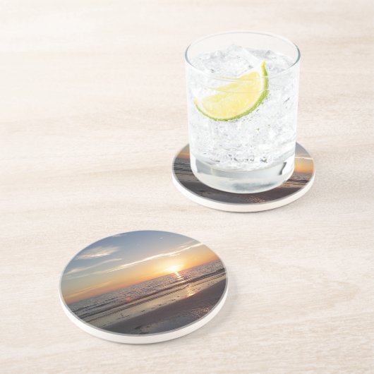 Beach Sunset Sandstone Untersetzer (Seite)