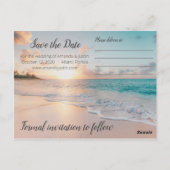 Beach Sunset Save the Date Postcard Postkarte (Rückseite)