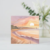 Beach Sunset | Schöne Aquarellmalerei Karte (Stehend Vorderseite)