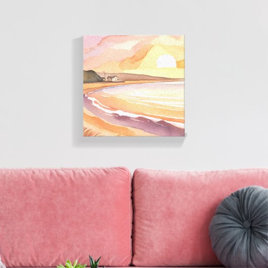 Beach Sunset | Schöne Aquarellmalerei Leinwanddruck (Insitu (Wohnzimmer))
