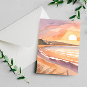 Beach Sunset | Schöne Aquarellmalerei Postkarte