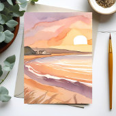 Beach Sunset | Schöne Aquarellmalerei Postkarte