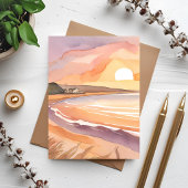 Beach Sunset | Schöne Aquarellmalerei Postkarte