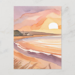 Beach Sunset | Schöne Aquarellmalerei Postkarte