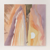 Beach Sunset | Schöne Aquarellmalerei Puzzle (Horizontal)