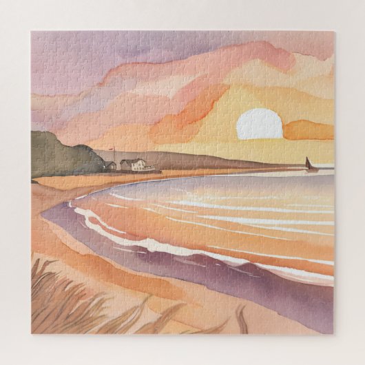 Beach Sunset | Schöne Aquarellmalerei Puzzle (Vertikal)