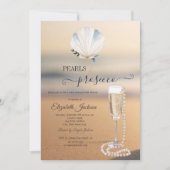 Beach Sunset Seashell Pearls & Prosecco Einladung (Vorderseite)