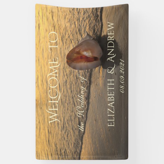 Beach Sunset Seashell Wedding Banner (Vertikal)