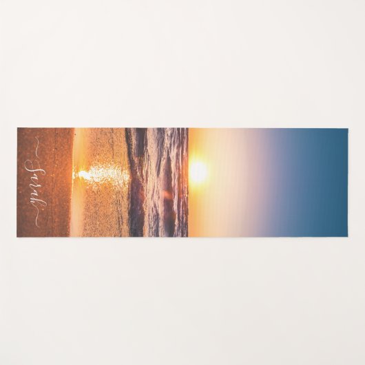Beach Sunset Seaside Sand Personalisierter Name Yogamatte (Vorderseite (Horizontal))