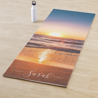 Beach Sunset Seaside Sand Personalisierter Name Yogamatte