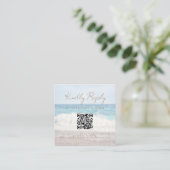Beach Sunset Seaside Wedding Scan Code RSVP Begleitkarte (Stehend Vorderseite)