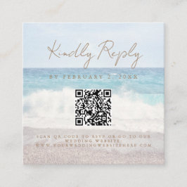Beach Sunset Seaside Wedding Scan Code RSVP Begleitkarte