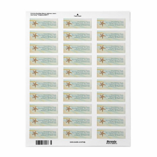 Beach Sunset Starfish Coast Address Labels (Vorne)