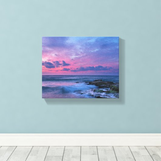 Beach Sunset Stretched Canvas Print Leinwanddruck (Insitu (Holzboden))