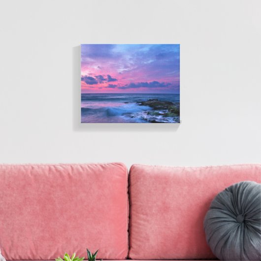 Beach Sunset Stretched Canvas Print Leinwanddruck (Insitu (Wohnzimmer))