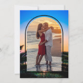 Beach Sunset String Lights Foto Hochzeit Save The Date (Rückseite)