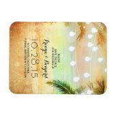 Beach Sunset String Lights Palms Save the Date Magnet (Horizontal)
