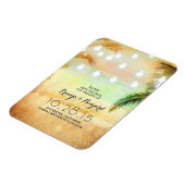 Beach Sunset String Lights Palms Save the Date Magnet (Linke Seite)