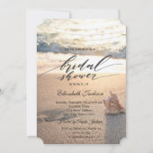 Beach Sunset String Lights Seashell Brautparty Einladung (Vorderseite)