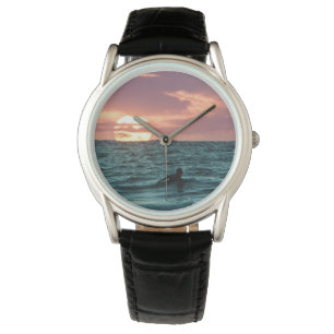 Beach Sunset Surfer   Sport Armbanduhr