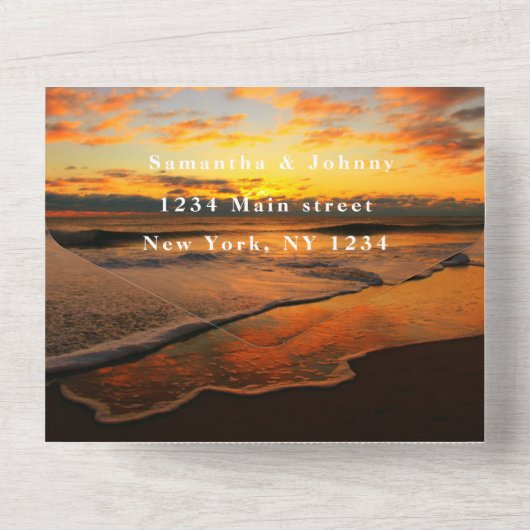 Beach Sunset Tropical Destination Hawaii Sommer All In One Einladung (Rückseite)