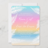 Beach Sunset Tropical Palm Leaf Hochzeit Einladung (Vorderseite)