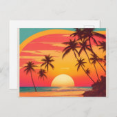 Beach Sunset Vintage Postkarte Retro Sunset Beach (Vorne/Hinten)