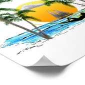 Beach Sunset Waikiki Hawaii Poster (Ecke)