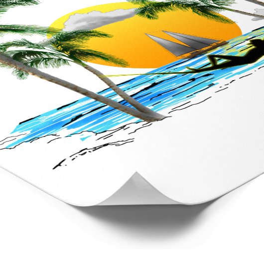 Beach Sunset Waikiki Hawaii Poster (Ecke)