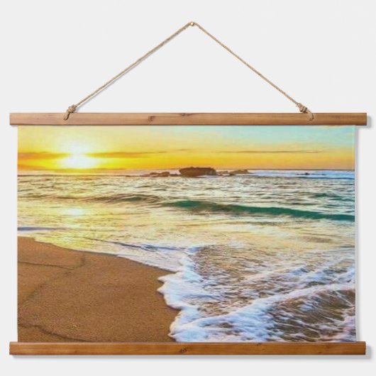 Beach Sunset Wandteppich Mit Holzrahmen (Vorne)