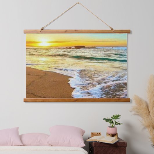 Beach Sunset Wandteppich Mit Holzrahmen (Schlafzimmer)