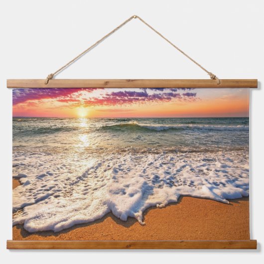 Beach Sunset Wandteppich Mit Holzrahmen (Vorne)