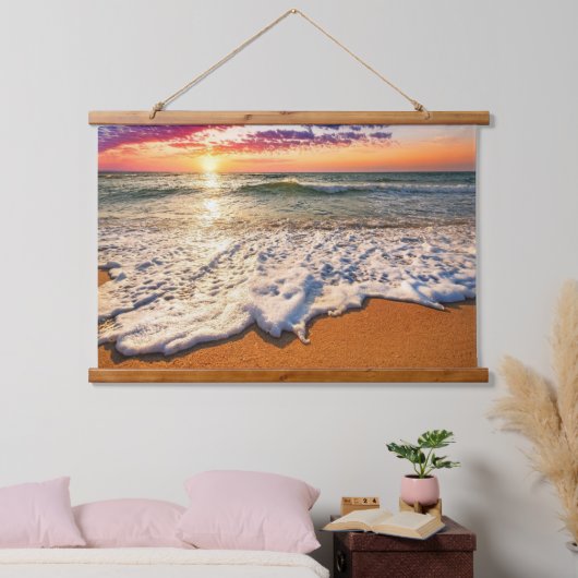 Beach Sunset Wandteppich Mit Holzrahmen (Schlafzimmer)