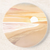 Beach Sunset Watercolor | Beautiful Yellow  Getränkeuntersetzer (Vorne)