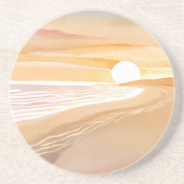 Beach Sunset Watercolor | Beautiful Yellow  Getränkeuntersetzer