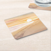 Beach Sunset Watercolor | Beautiful Yellow  Rechteckiger Pappuntersetzer (angewinkelt)