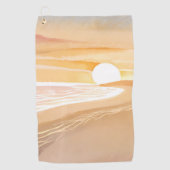Beach Sunset Watercolor | Beautiful Yellow Sea Golfhandtuch (Vorderseite)