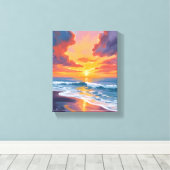 Beach Sunset Watercolor Ocean Painting Leinwanddruck (Insitu (Holzboden))