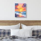 Beach Sunset Watercolor Ocean Painting Leinwanddruck (Insitu (Schlafzimmer))