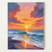 Beach Sunset Watercolor Ocean Painting Planer (Rückseite)