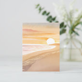 Beach Sunset Watercolor | Schöne Gelbe Vacay Postkarte (Stehend Vorderseite)