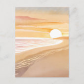 Beach Sunset Watercolor | Schöne Gelbe Vacay Postkarte (Vorderseite)