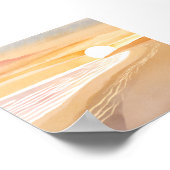 Beach Sunset Watercolor | Schönes Gelb Poster (Ecke)