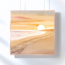 Beach Sunset Watercolor | Schönes Gelb Poster