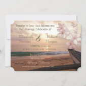 Beach Sunset Wedding Plumeria Einladung (Vorderseite)