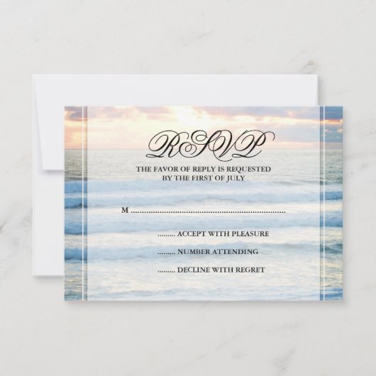 Beach Sunset Wedding Response Card RSVP Karte (Vorderseite)