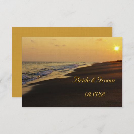 Beach Sunset Wedding RSVP Card (Vorne/Hinten)