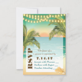 Beach Sunset Wedding RSVP Karte