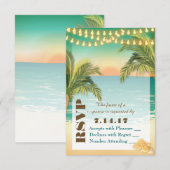 Beach Sunset Wedding RSVP Karte (Vorne/Hinten)
